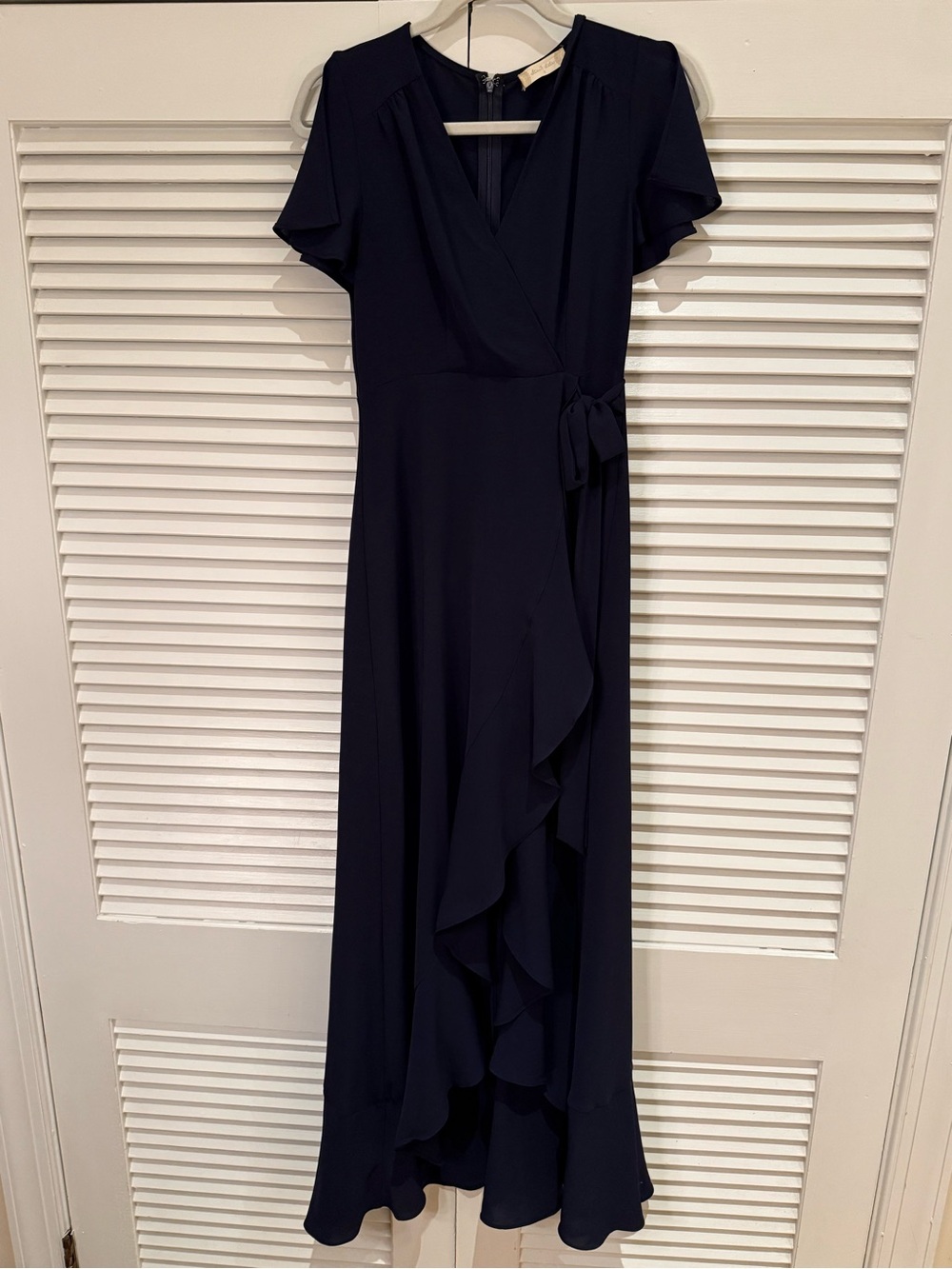 Altar'd State Navy Wrap Maxi Dress with Ruffle Detail